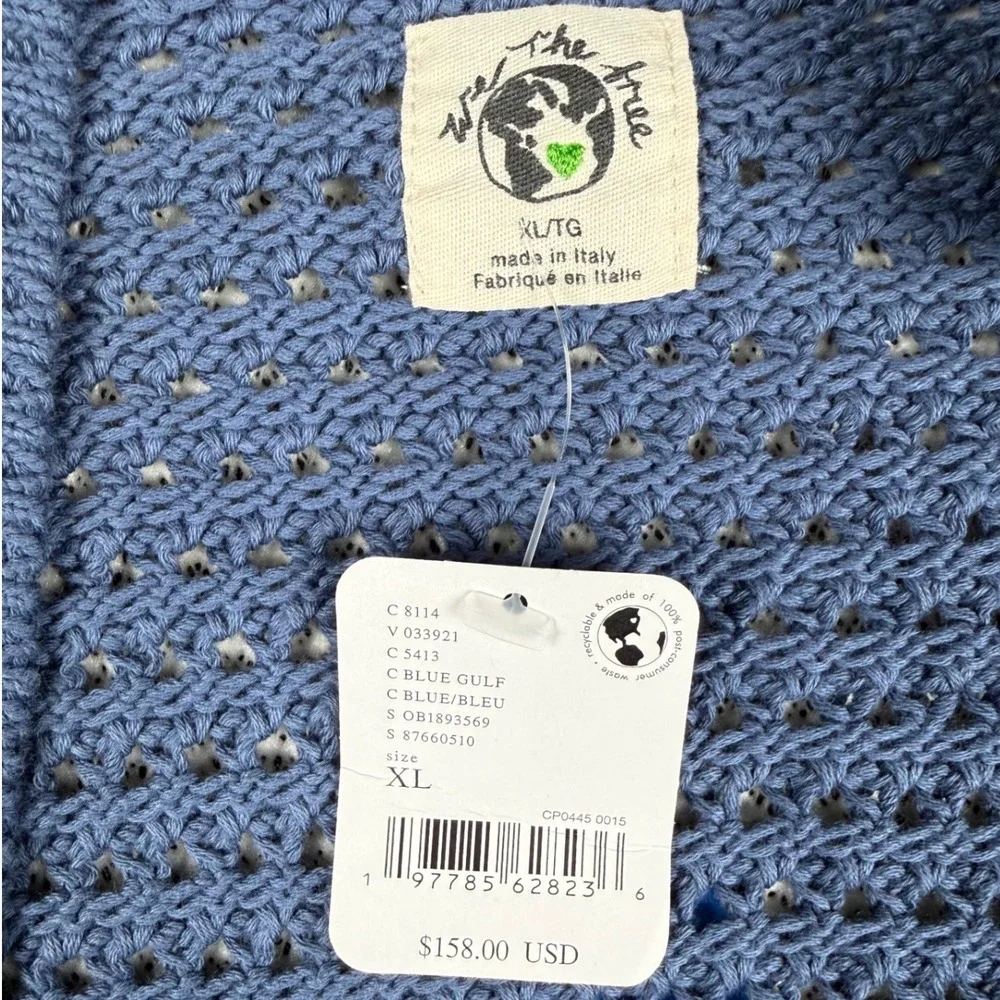 Free‎ People We The Free Blue Gulf Knit Cardigan XL Organic Cotton NWT
